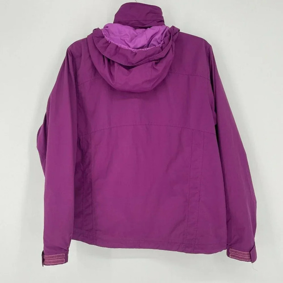 L.L Bean Jacket Women's S Purple Hooded Full Zipped Snap Long Sleeve Windbreaker - Picture 2 of 11